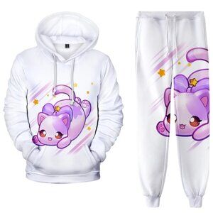 Aphmau Kids Purple and Off White Sweatsuit.